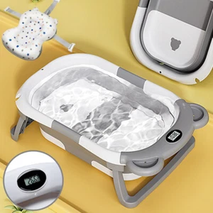 Faltbare Baby Badewanne,Badebecken Duschwanne für Kleinkinder mit Thermometer - Bild 1 von 12