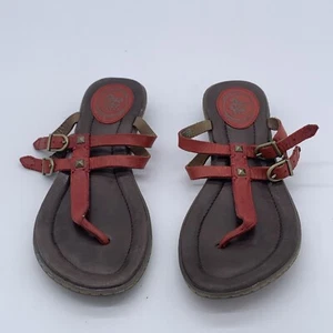 Ariat Women's red pebbled leather thong slide mule sandal shoes size US 9.5B - Picture 1 of 9