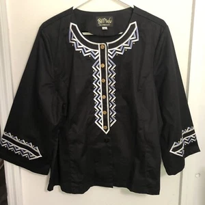 Bob Mackie Wearable Art Stretch Jacket Top Embroidery Gold Buttons Sz XL NEW - Picture 1 of 13