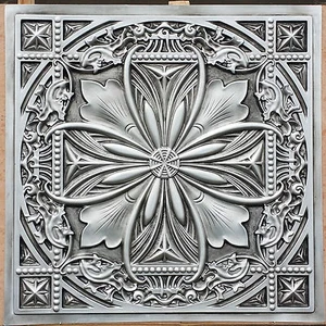 PL10 finta latta argento antico soffitto piastrelle caffè negozio decorazione pannello parete 10 piastrelle/lotto - Foto 1 di 12