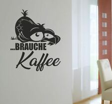 Wandtattoo Wandaufkleber Aufkleber SET Küche Kaffee fauler Rabe Vogel Cafe 110