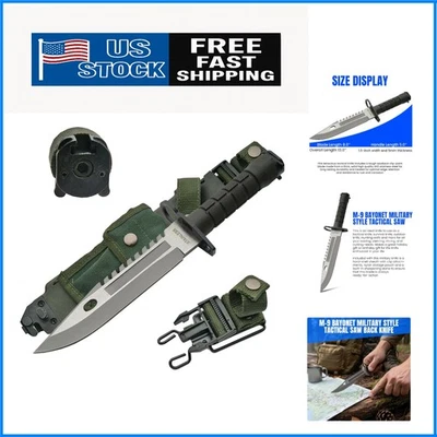 Cuchillo de sierra táctica M-9 de 13" - Acero inoxidable duradero y agarre antideslizante Foto 1 de 4