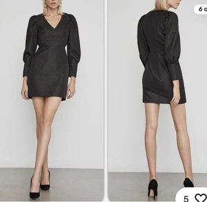 NEW BCBGMAXAZRIA METALLIC PUFF SHOULDER DRESS CBF62P75/M465A SIZE 0 - Picture 1 of 7