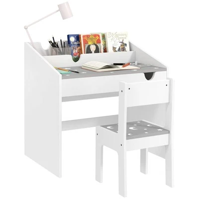 Conjunto de mesa e cadeira infantil, mesa de estudo infantil com armazenamento, escrivaninha estudantil f... - Imagem 1 de 4