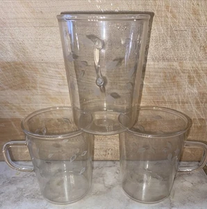 Schott Mainz Jena Glas 3 Espresso Teetassen mit Ätzglas. Vintage - Bild 1 von 6