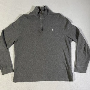 Polo Ralph Lauren maglione uomo maglione manica lunga grande 1/4 zip grigio estate costina - Foto 1 di 6