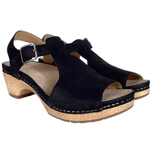 DANSKO Laverne Milled Nubuck Leather Sandal Size 36 5.5 6 Black - Picture 1 of 12