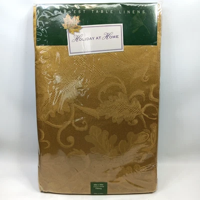 Harvest Table Linens Harvest Leaves Scroll Gold Tablecloth 60"X84" Oblong  - Image 1 of 4