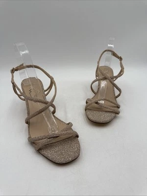 Sandalias Nina Anna para mujer adornadas doradas con tiras zapatos talla 9,5 M Foto 1 de 4