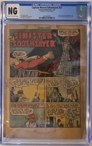 Captain Marvel Adventures #21 CGC NG Falta cubierta y primera envoltura FAWCETT 1943 - Imagen 1 de 1