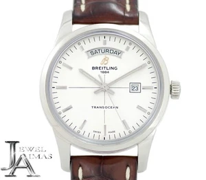 Breitling Transocean A45310 Silver Dial SS Automatic Men's Watch Used - Picture 1 of 5