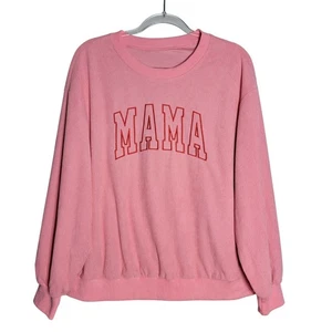 Shein Curve bestickter Mama Rundhals 0XL leichter gerippter rosa Pullover - Bild 1 von 7
