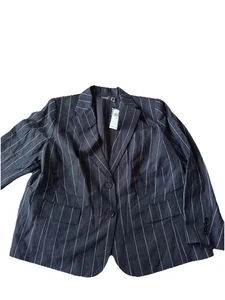 Lauren Ralph Lauren Damen 14W schwarz mit weiß gestreiftem Blazer-Jacke-Mantel-Neu mit Etikett - Bild 1 von 6