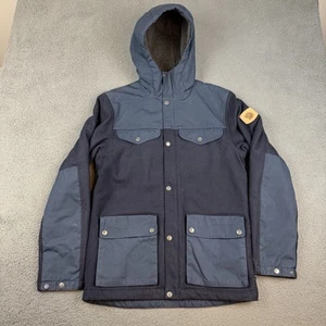 Fjallraven Greenland Re-Wool Jacket Mens Small Blue Sherpa Lined Hooded Outdoor - Picture 1 of 11