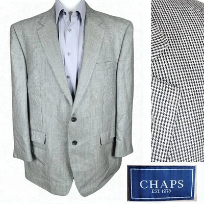 Blazer Abrigo Deportivo Chaps Para Hombre 46R Beige Pata de Gallo Cuadros SV Lana Seda Foto 1 de 4