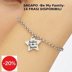 Bracciale Donna Sagapo Acciaio Amicizia Mamma Maestra Nonna Frase Cane Gatto - Foto 1 di 45