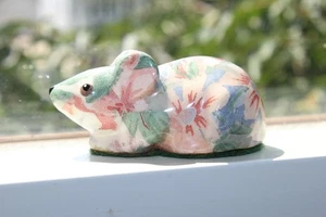 Vintage Global Studios Mikasa Mouse Mini Figurine Pastel Floral Decoupage 2.5" - Picture 1 of 18