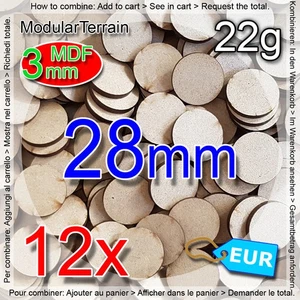 12x 3mm MDF 28mm Round Base Warhammer 40k Infinity Age Of Sigmar - Bild 1 von 5