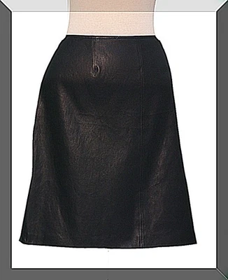 Minifalda St John Knits negra forrada de cuero liso talla 16 nueva sin etiquetas Foto 1 de 2