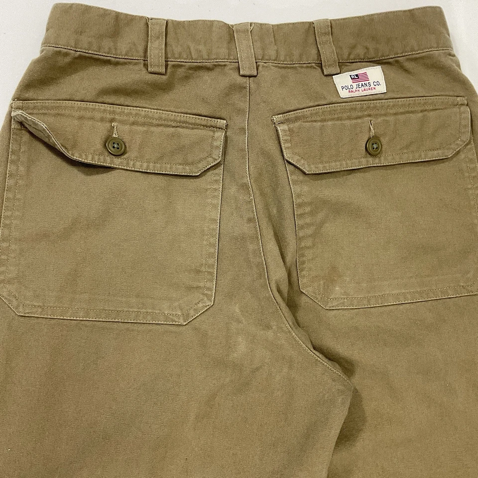 Pantalones de Carpintero Y2K Polo Jeans Co Ralph Lauren Para Mujer Utilidad Caqui Pierna Ancha 16 Foto 1 de 4