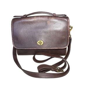 Vintage Coach Court Top Handle 9870 Braun Leder Handtasche Umhängetasche Geldbeutel - Bild 1 von 21