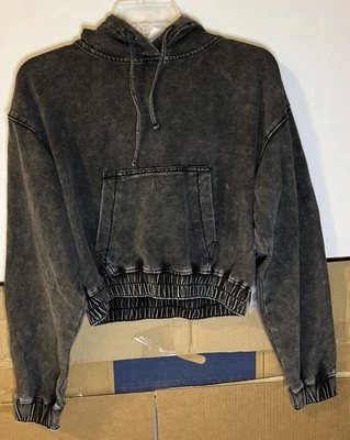 Sudadera con capucha corta Vanilla Star ultra acogedora para mujer talla mediana gris lavado a la piedra NUEVA Foto 1 de 4