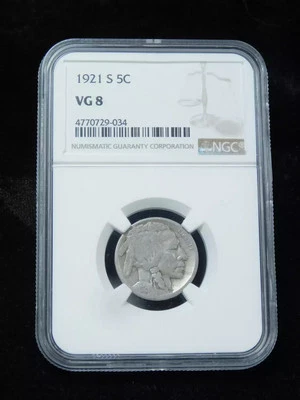 1921-S 5c Buffalo Nickel - NGC VG8  - Image 1 of 4