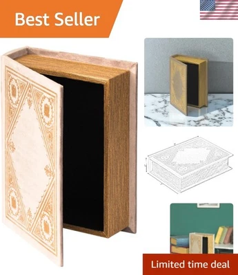 Caja de almacenamiento de baratijas Art Deco vintage con forma de libro - elegante diseño topo Foto 1 de 4