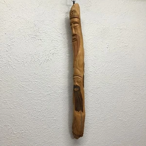 Handgeschnitzte Holz Geist Volkskunst Wandbehang Skulptur Multi Gesicht Totem 21" - Bild 1 von 19
