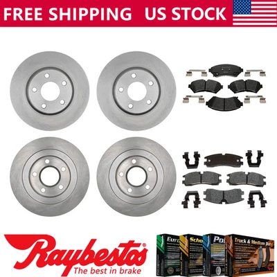 Rotores de freno delanteros traseros y pastillas de freno metálicas para Cadillac Seville 1998-2002 Foto 1 de 4