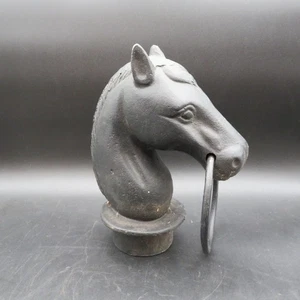 Rare Vintage Antique 10" Cast Iron Horse Head Hitching Post Top w/ Hitch Ring - Picture 1 of 12