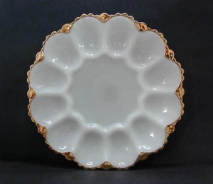 Vintage Fire King White Milk Glass 10” Deviled Egg Plate 12 Slot Tray 1950's 22k - Picture 1 of 5