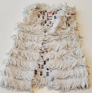 Penny Candy Girls Size 7 White Faux Fur Vest Jacket cat print inside  - Picture 1 of 3