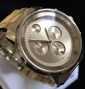 Mens Genuine Movado Bold Gold Designer Watch Swiss Chronograph 3600278 - Picture 1 of 15