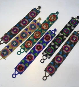 Artisan Hippie Hand Beaded 16 Row Bracelet Adjustable Clasp by Mayan Guatemala - Picture 1 of 49