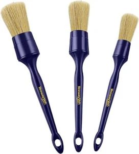 Car Detailing Brush Set, 3 Pack Ultra Soft Boars Hair Detailing Brushes for Leat - Picture 1 of 8