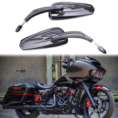 Espejos retrovisores laterales negros brillantes para motocicleta para Harley Davidson Road Glide Foto 1 de 4