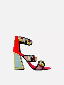 KAT MACONIE 105mm Cardi Pink Multicolor Leather & Nylon Heeled Sandals Size 40 - Picture 1 of 5
