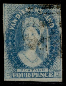 AUSTRALIA - Tasmania QV SG37, 4d blue, USED. Cat £30. PAPER FOLD FLAW - Picture 1 of 1