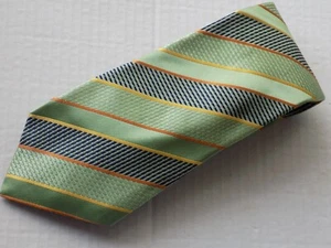 SANTORELLI [ STRIPES/GREEN ] men's tie 100% silk   Made in Italy - Picture 1 of 3