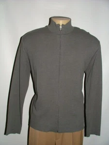 MENS HUGO BOSS FULL ZIP SWEATER SIZE XL COTTON POLYESTER NYLON ELASTAN GRAY #155 - Picture 1 of 6