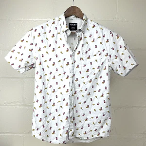Fried Chicken & Beer Funny Graphic Print Button Shirt Mens Small by Alpha Beta - Picture 1 of 6