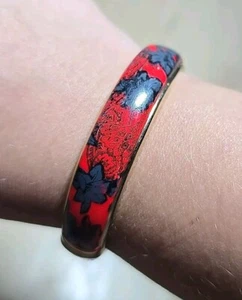 Vintage Floral Boho Gold Tone Bangle Bracelet - Picture 1 of 7