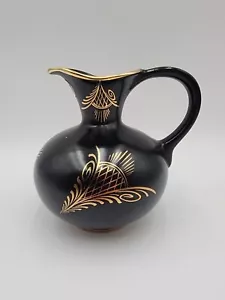 Piatto Flora Gouda Holland Pitcher Ora nero e oro alto 6 1/4 - Foto 1 di 10