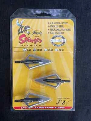 Magnus Broadheads Stinger 100 Grain 4 Blade 3 Pack BRAND NEW - Image 1 of 4