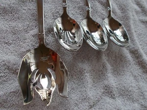 4pc Reed & Barton DIAMOND BRAID 3 Serving Spoon & Salad Silverplate Silverware - Picture 1 of 6