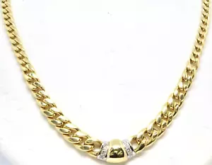 14k Gelbgold 16" abgestufte kubanische Panzerkette Diamant Akzent Nachlass - Bild 1 von 4