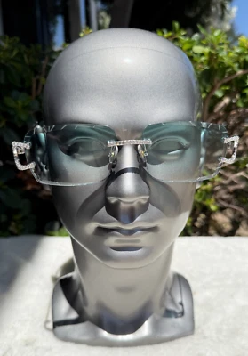 Gafas de sol Ice Out Hip Hop Moissanite en lentes de color plata 925 Foto 1 de 4