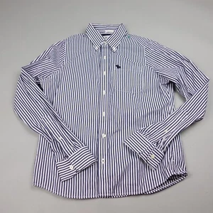 Aberchrombie & Fitch Button Up Shirt Large Muscle Blue Striped Mens - Picture 1 of 8