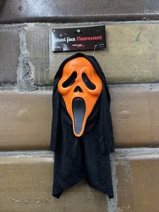 Ghost Face Scream Fluorescent Orange Mask Adult Costume Accessory Fun World New - Picture 1 of 2